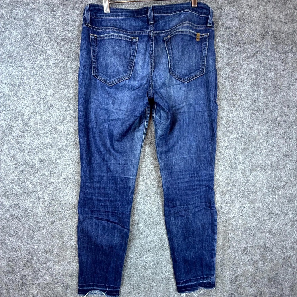 Joe's Jeans Womens 27 Blue Denim Cotton Stretch Mid Rise Tapered Leg Raw Hem - Picture 2 of 10
